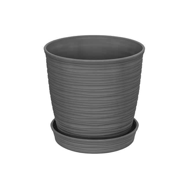 MACETA REDONDA ESTILO PIEDRA 12X12