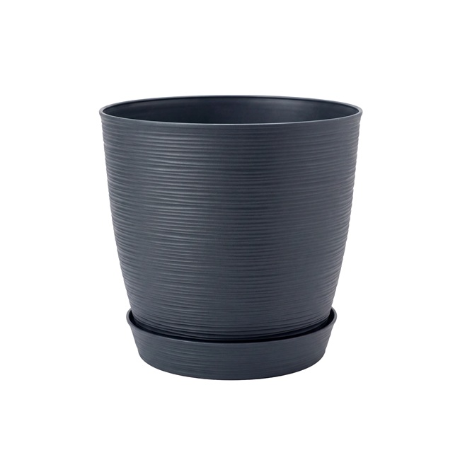 MACETA REDONDA ESTILO PIEDRA 21X20