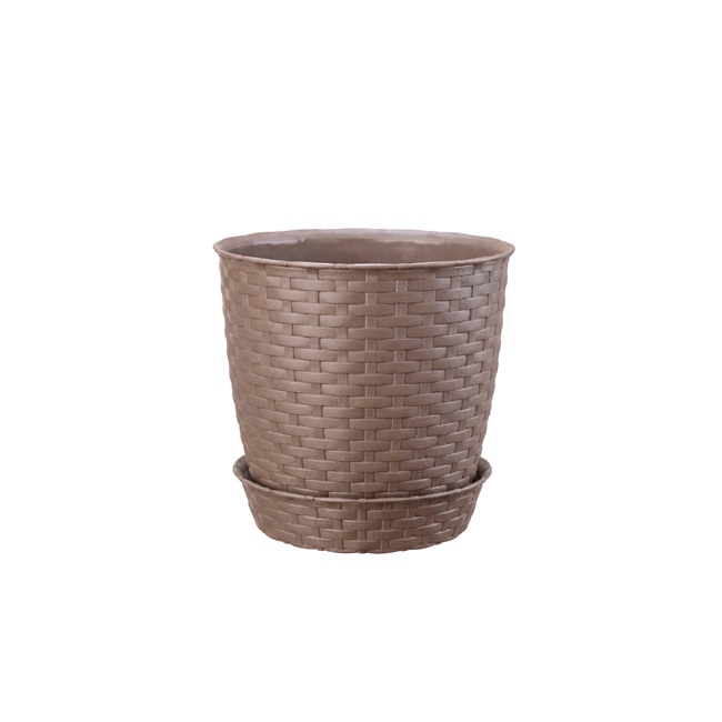 MACETA REDONDA ESTILO RATAN 21X20