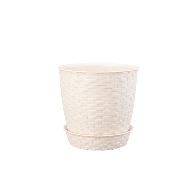 MACETA REDONDA ESTILO RATAN 25X23